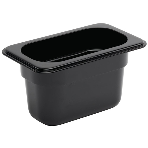 Vogue Black Polycarbonate 1/9 Gastronorm Tray 100mm - U473