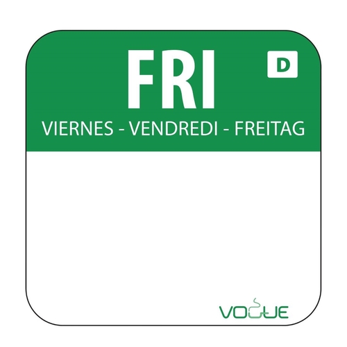 Vogue Dissolvable Food Rotation Label Friday (Roll of 1000) - U781