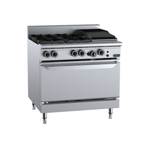 B+S Verro VOV-SB4-CBR3 - Gas Four Open Burners & 300mm Char Broiler with Oven - VOV-SB4-CBR3