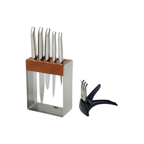 Furi Pro Clean and Store Stainless Steel Knife Block Set with Sharpener 7pc