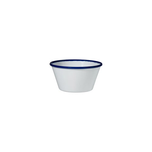 Ryner Melamine Evoke Round Bowl White With Blue Rim 125x65mm / 475ml - Box of 12