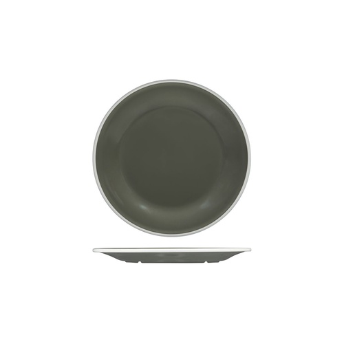 Ryner Melamine Evoke Round Plate - Wide Rim Grey With White Rim 220mm - Box of 12