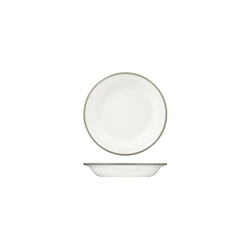 Ryner Melamine Evoke Deep Round Plate White With Grey Rim 200mm / 380ml - Box of 12