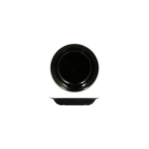 Ryner Melamine Evoke Deep Round Plate Black With White Rim 200mm / 380ml - Box of 12