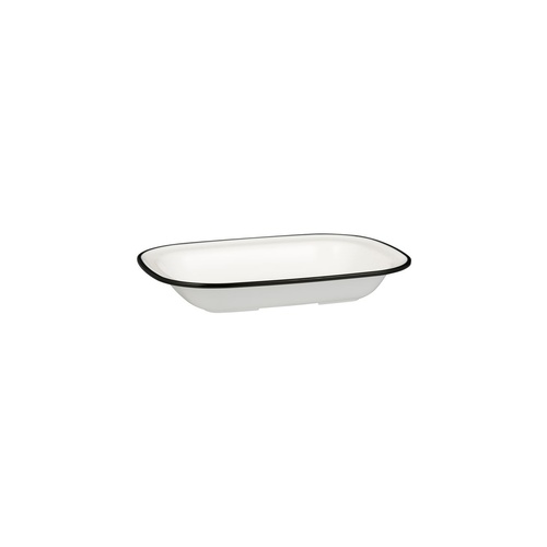 Ryner Melamine Evoke Rectangular Dish White With Black Rim 200x145x40mm / 400ml - Box of 12