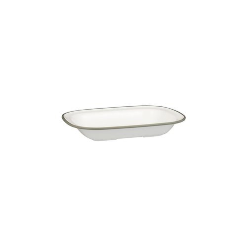 Ryner Melamine Evoke Rectangular Dish White With Grey Rim 200x145x40mm / 400ml - Box of 12