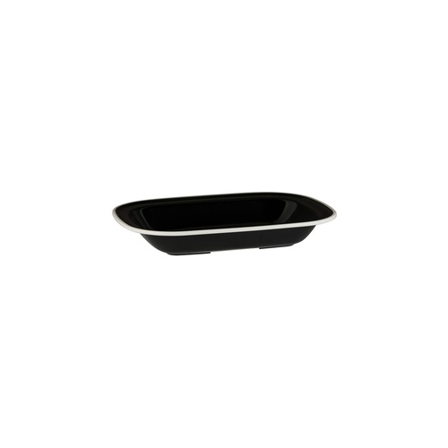 Ryner Melamine Evoke Rectangular Dish Black With White Rim 200x145x40mm / 400ml - Box of 12