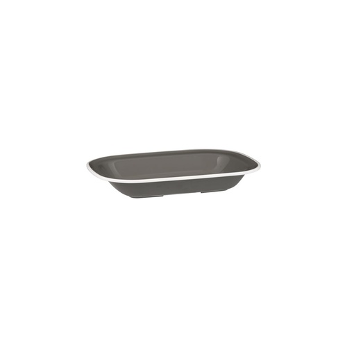 Ryner Melamine Evoke Rectangular Dish Grey With White Rim 200x145x40mm / 400ml - Box of 12