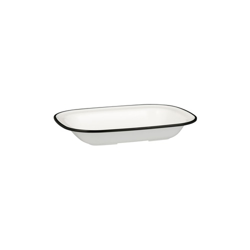 Ryner Melamine Evoke Rectangular Dish White With Black Rim  230x175x40mm / 580ml - Box of 12