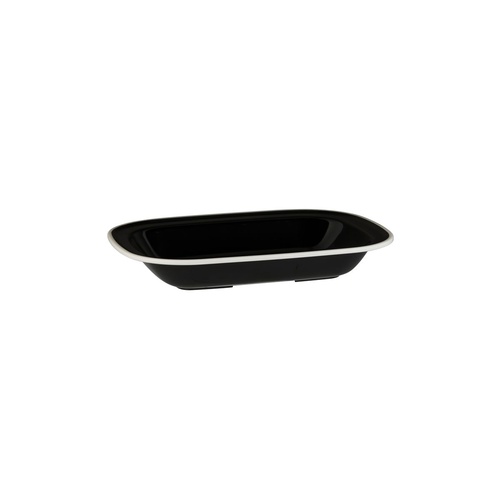 Ryner Melamine Evoke Rectangular Dish Black With White Rim 230x175x40mm / 580ml - Box of 12