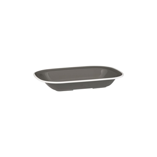 Ryner Melamine Evoke Rectangular Dish Grey With White Rim 230x175x40mm / 580ml - Box of 12