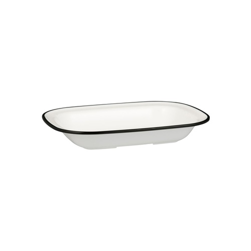 Ryner Melamine Evoke Rectangular Dish White With Black Rim  270x200x42mm / 900ml - Box of 12