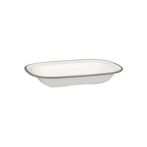 Ryner Melamine Evoke Rectangular Dish White With Grey Rim 270x200x42mm / 900ml - Box of 12