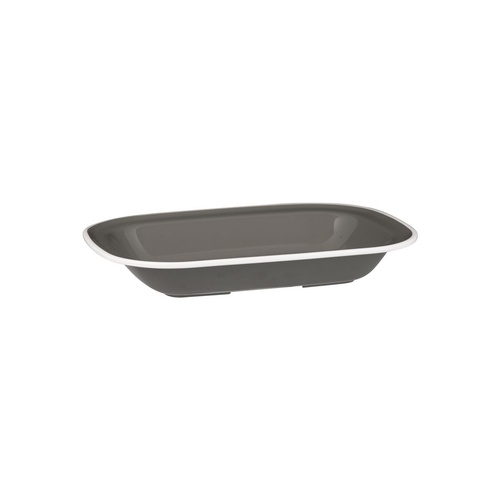 Ryner Melamine Evoke Rectangular Dish Grey With White Rim 270x200x42mm / 900ml (Box of 12)