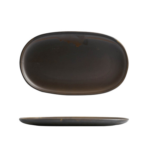 Moda Porcelain Rust Oval Coupe Plate 355x215mm (Box of 6)