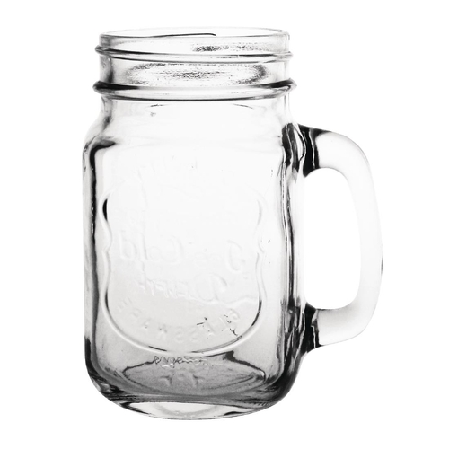 Olympia Handled Drinking Jar Printed "Ice Cold Drink" 450ml (Box of 12)