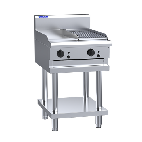 Luus CS-3P3C - Gas 300mm Griddle + 300mm Chargrill on Leg Stand