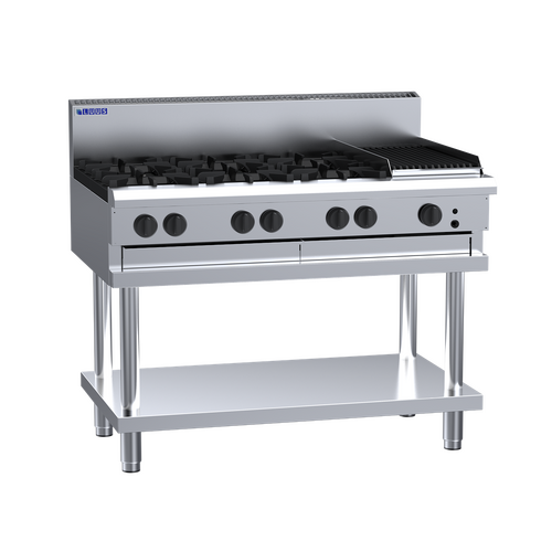 Luus CS-6B3C  - Gas 6 Burner Cooktop + 300mm Chargrill on Stand