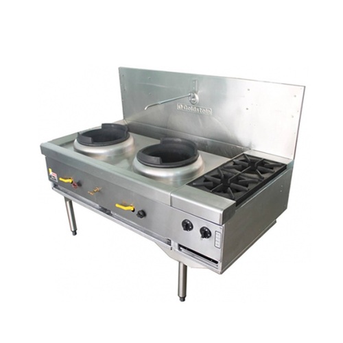 Goldstein CWA2B2 - 2 Hole Gas Wok and 2 Side Burners