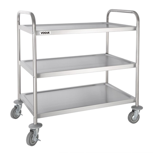 Vogue 3 Tier Flat Pack Trolley St/St  H940 x D537 x W875mm