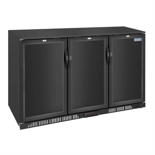 Polar GE999-A G-Series Back Bar Cooler with Triple Solid Hinged Doors Black - 850mm