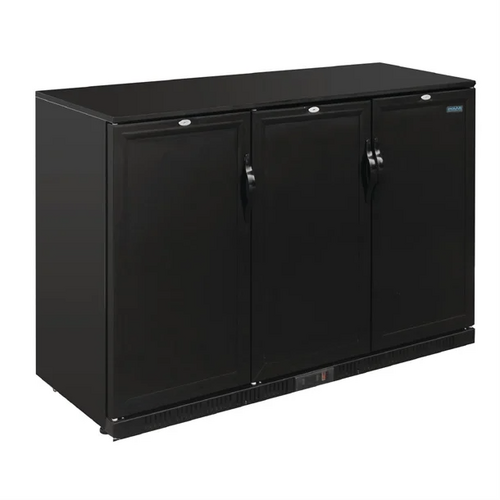 Polar GL017-A G-Series Back Bar Cooler with Triple Solid Hinged Doors Black - 900mm