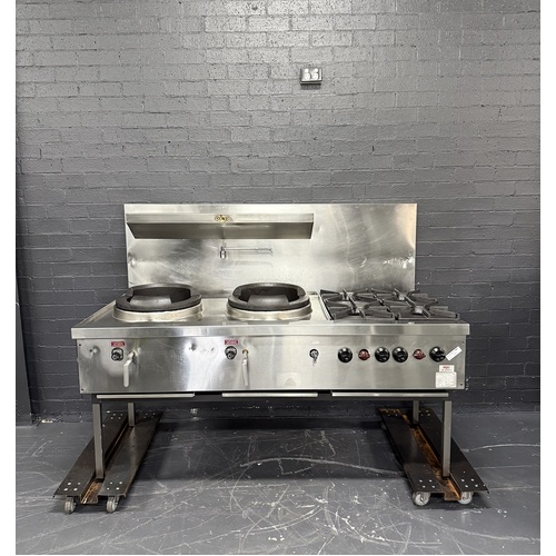 Pre-Owned Time CWS-T2B4 - Gas 2 Hole Wok with 4 Side Burners