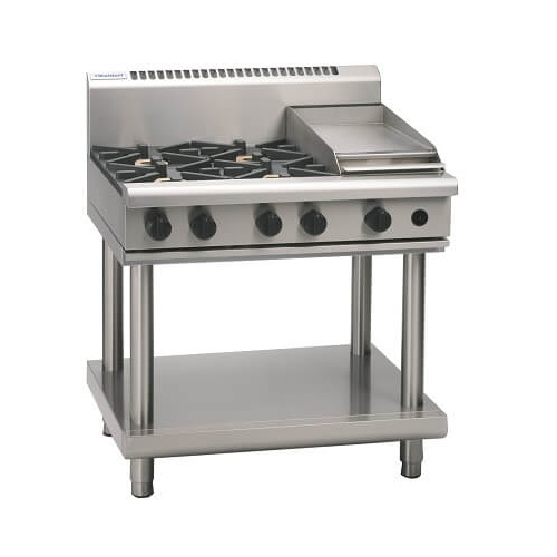 Waldorf RN8603G-LS - 4 Burner Cooktop + 300mm Griddle Plate on Leg Stand