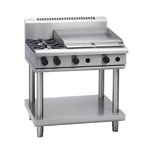 Waldorf RN8606G-LS - 2 Burner Cooktop + 600mm Griddle Plate with Leg Stand